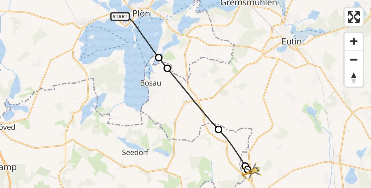 Flugroute Rettungshubschrauber Plön - Christoph 12 Luftrettungszentrum, 18 Oktober 2026, 14:11