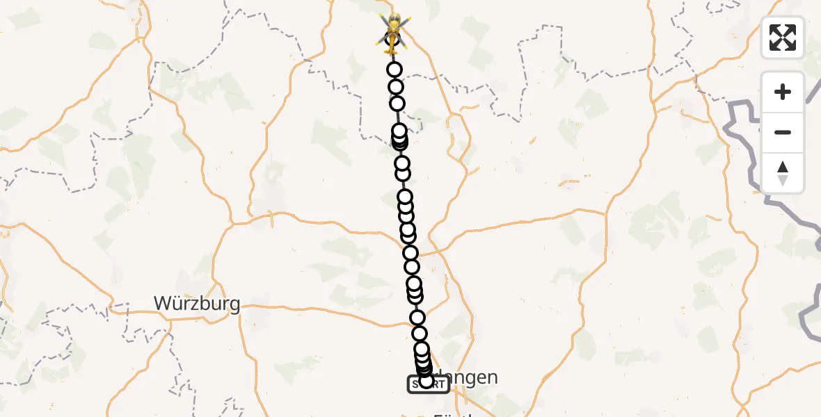 Flugroute Rettungshubschrauber Herzogenaurach Flugplatz - Schleusingen, 18 Oktober 2026, 14:35