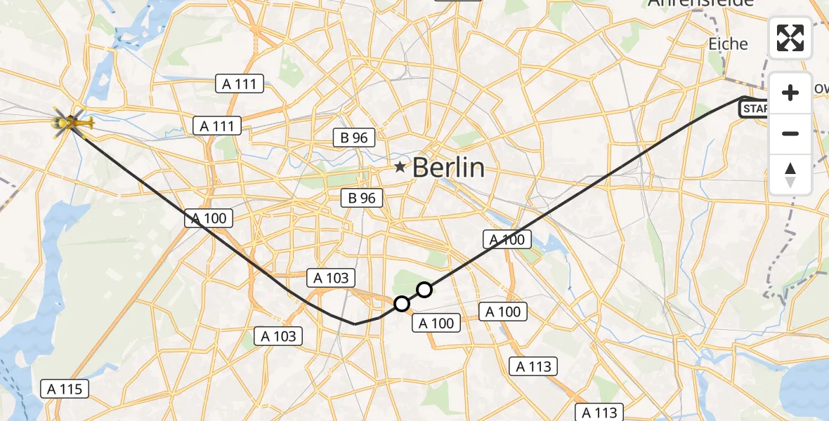 Flugroute Rettungshubschrauber Berlin - Berlin, 18 Oktober 2026, 14:42