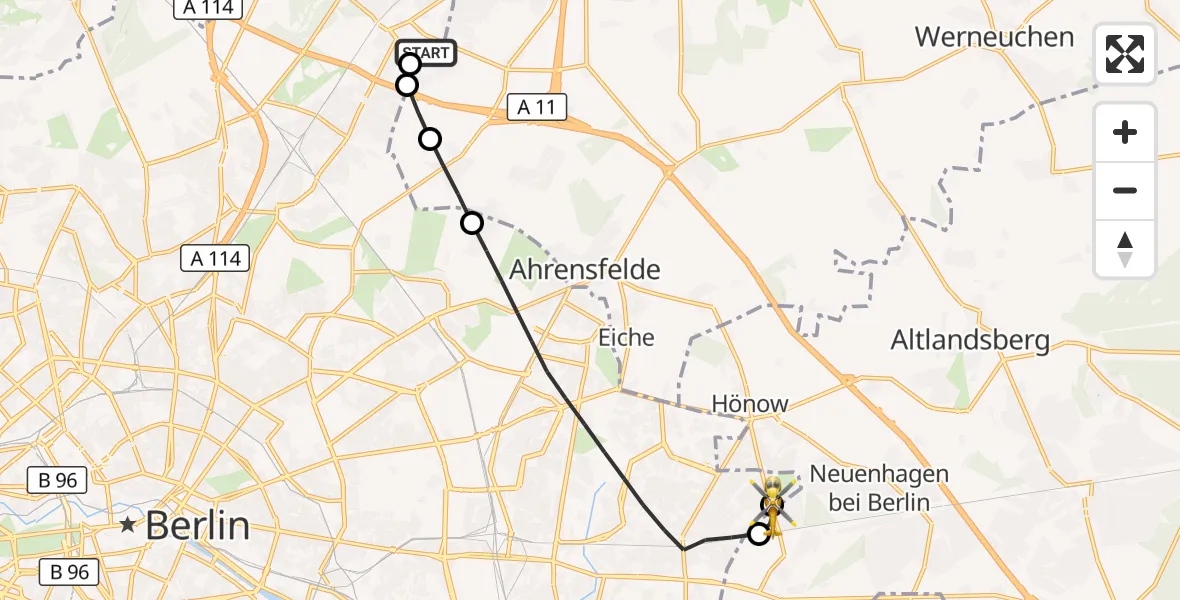 Flugroute Rettungshubschrauber Helios Clinic Berlin-Buch - Berlin, 18 Oktober 2026, 18:28