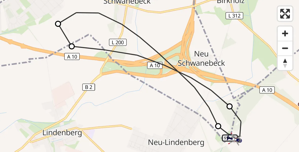 Flugroute Polizeihubschrauber Ahrensfelde Hubschrauberlandeplatz - Ahrensfelde Hubschrauberlandeplatz, 18 Oktober 2026, 23:19