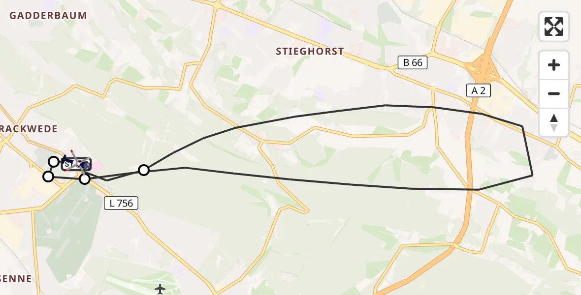 Flugroute Polizeihubschrauber Luftrettungszentrum Bielefeld - Luftrettungszentrum Bielefeld, 19 Oktober 2026, 06:34