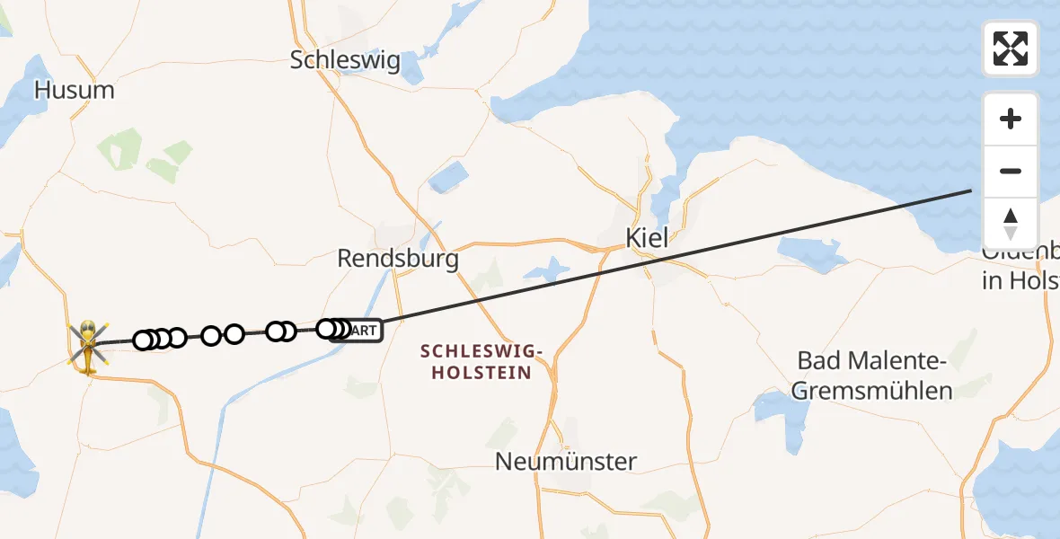Flugroute Ambulanzhubschrauber Hörsten - Heide, 19 Oktober 2026, 06:38