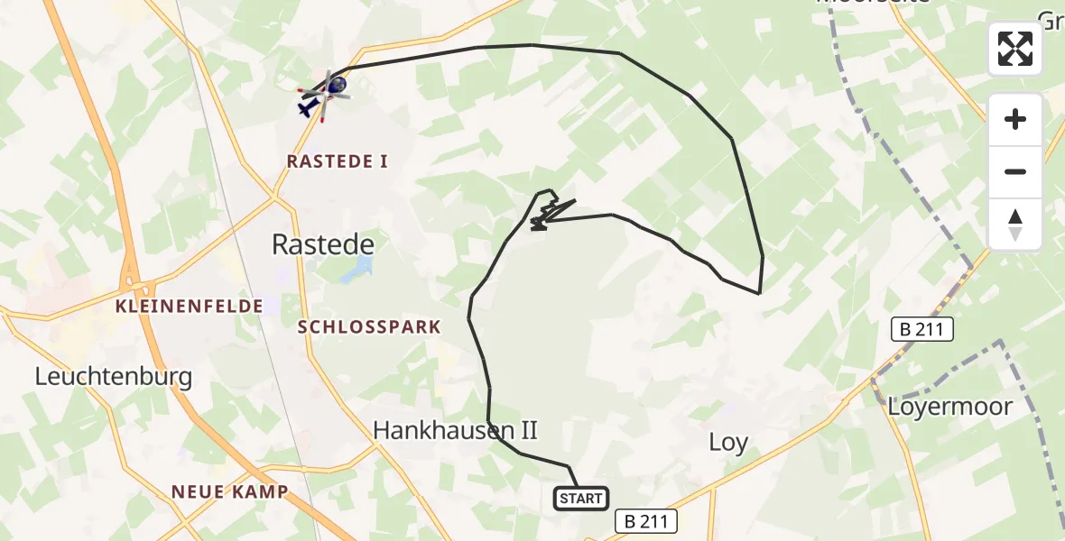 Flugroute Polizeihubschrauber Rastede - Rastede, 19 Oktober 2026, 06:55