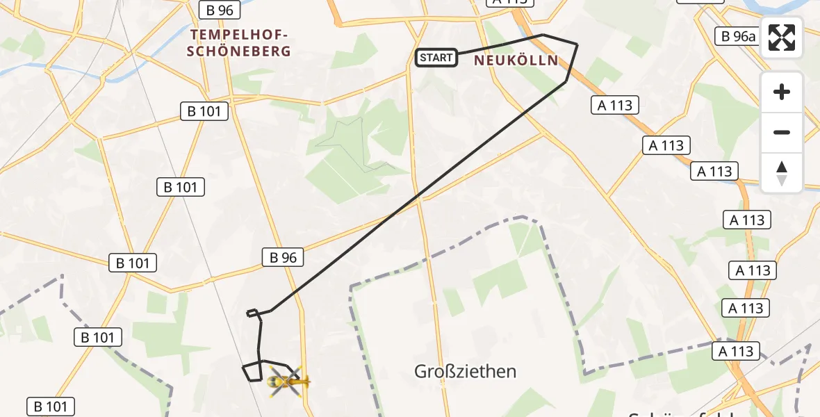 Flugroute Rettungshubschrauber Berlin - Berlin, 19 Oktober 2026, 07:15