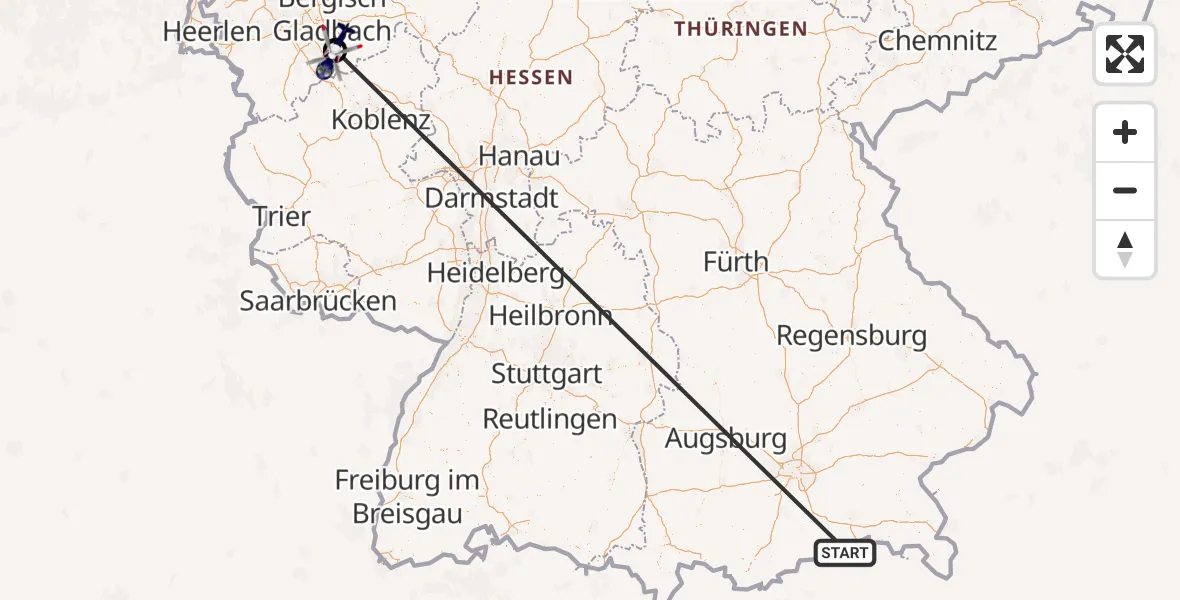 Flugroute Polizeihubschrauber Kiefersfelden - Sankt Augustin, 19 Oktober 2026, 07:33