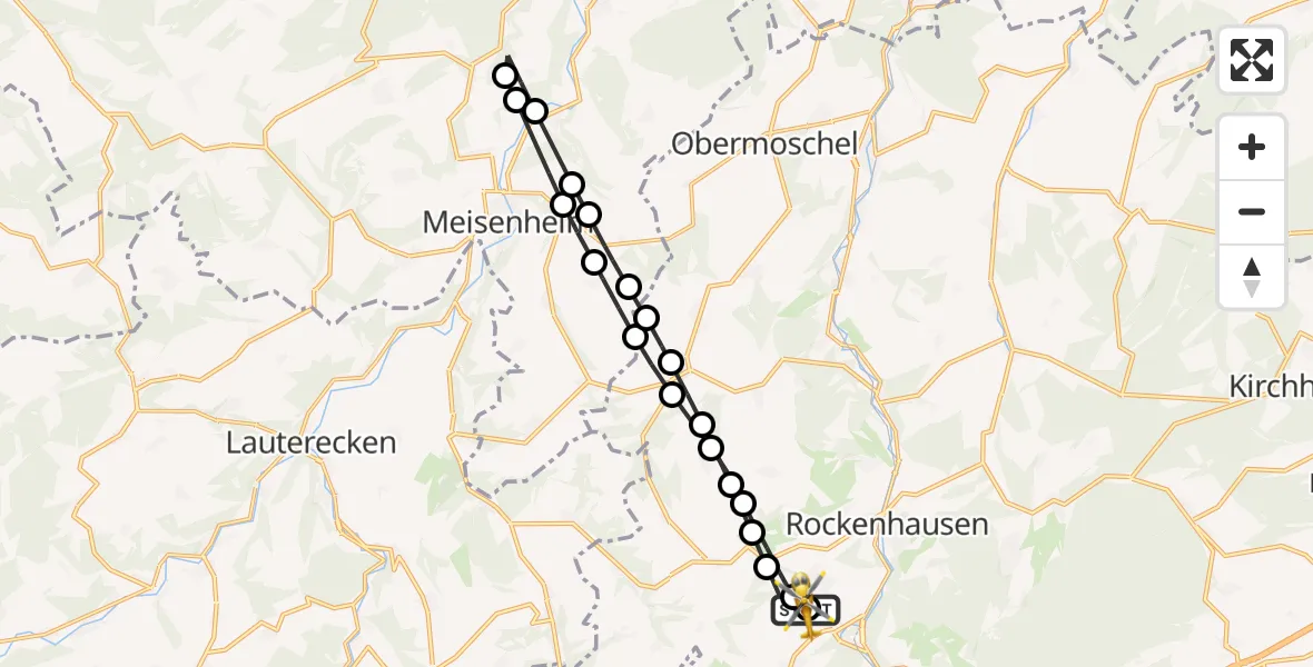 Flugroute Rettungshubschrauber Rockenhausen - Rockenhausen, 19 Oktober 2026, 07:52