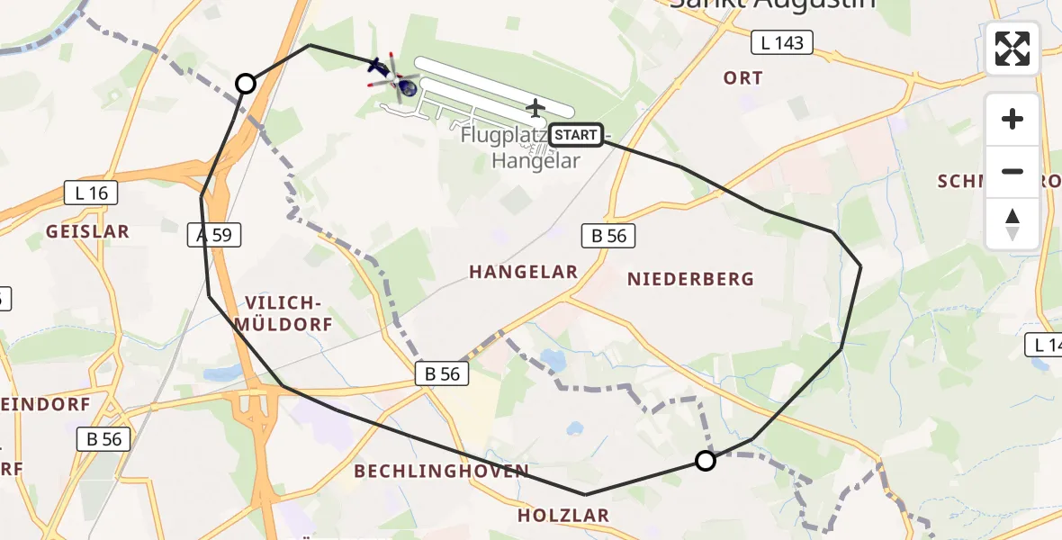 Flugroute Polizeihubschrauber Sankt Augustin - Sankt Augustin, 19 Oktober 2026, 08:19