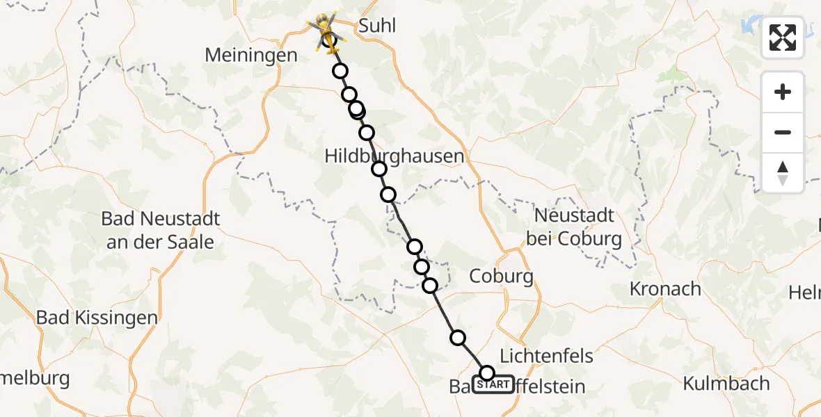 Flugroute Rettungshubschrauber Bad Staffelstein - Suhl, 19 Oktober 2026, 08:48