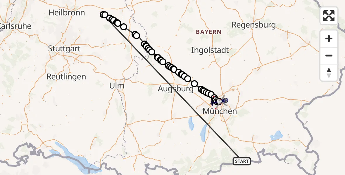 Flugroute Polizeihubschrauber Schliersee - Oberschleißheim, 19 Oktober 2026, 09:16