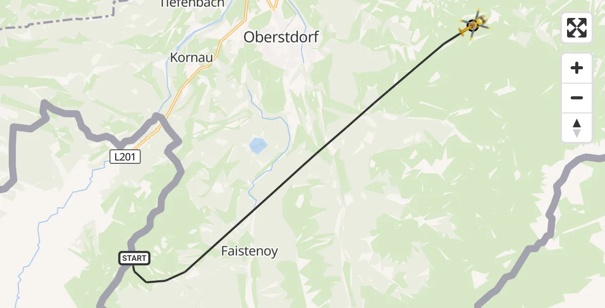 Flugroute Rettungshubschrauber Oberstdorf - Bad Hindelang, 19 Oktober 2026, 09:40