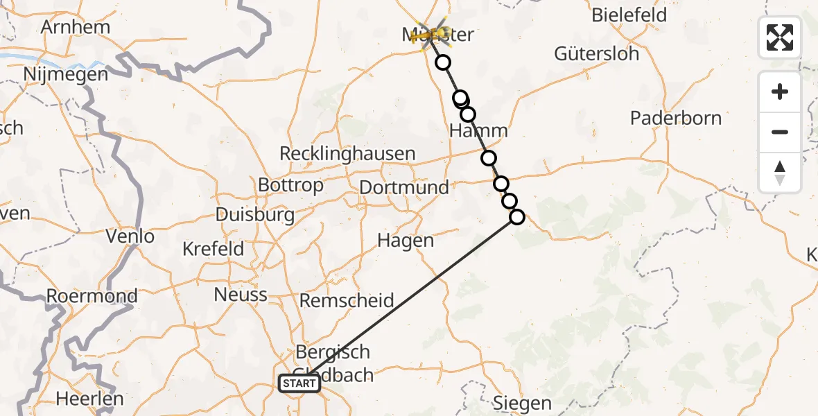 Flugroute Rettungshubschrauber Köln - Münster, 19 Oktober 2026, 10:02