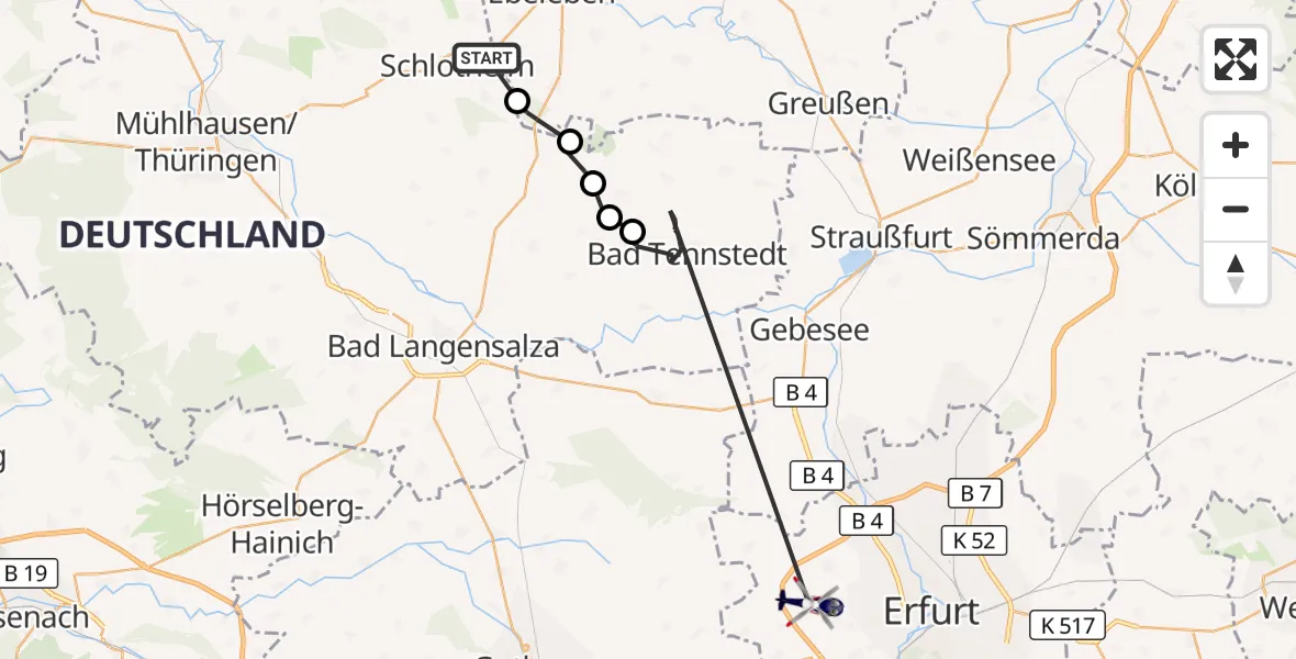 Flugroute Polizeihubschrauber Nottertal-Heilinger Höhen - Erfurt, 19 Oktober 2026, 10:35