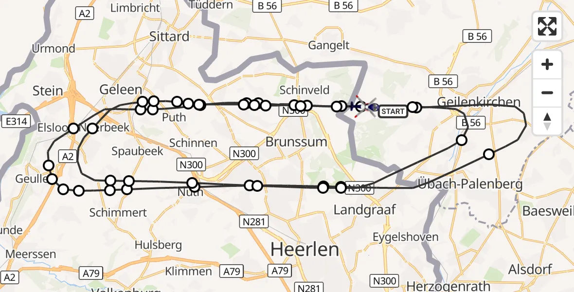 Flugroute Polizeihubschrauber Militärflugplatz Geilenkirchen - Militärflugplatz Geilenkirchen, 19 Oktober 2026, 10:45