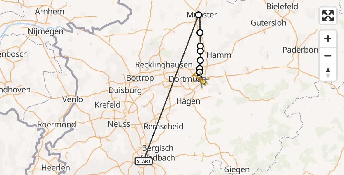 Flugroute Rettungshubschrauber Köln - Dortmund Flughafen, 19 Oktober 2026, 10:55