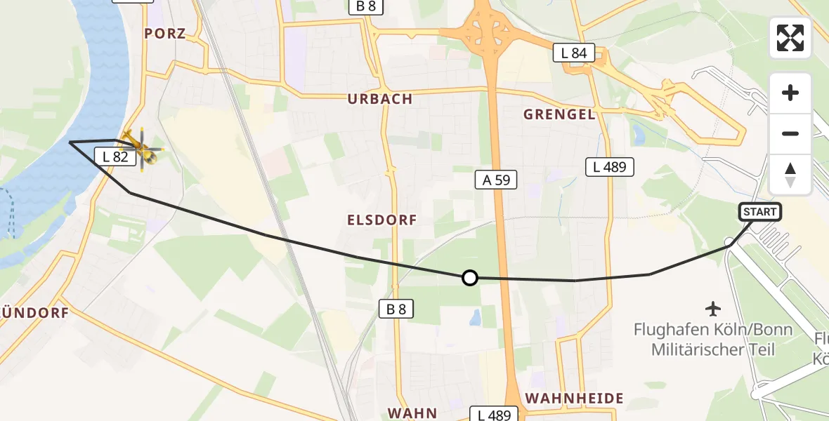 Flugroute Rettungshubschrauber Köln Bonn Flughafen - Köln, 19 Oktober 2026, 11:27