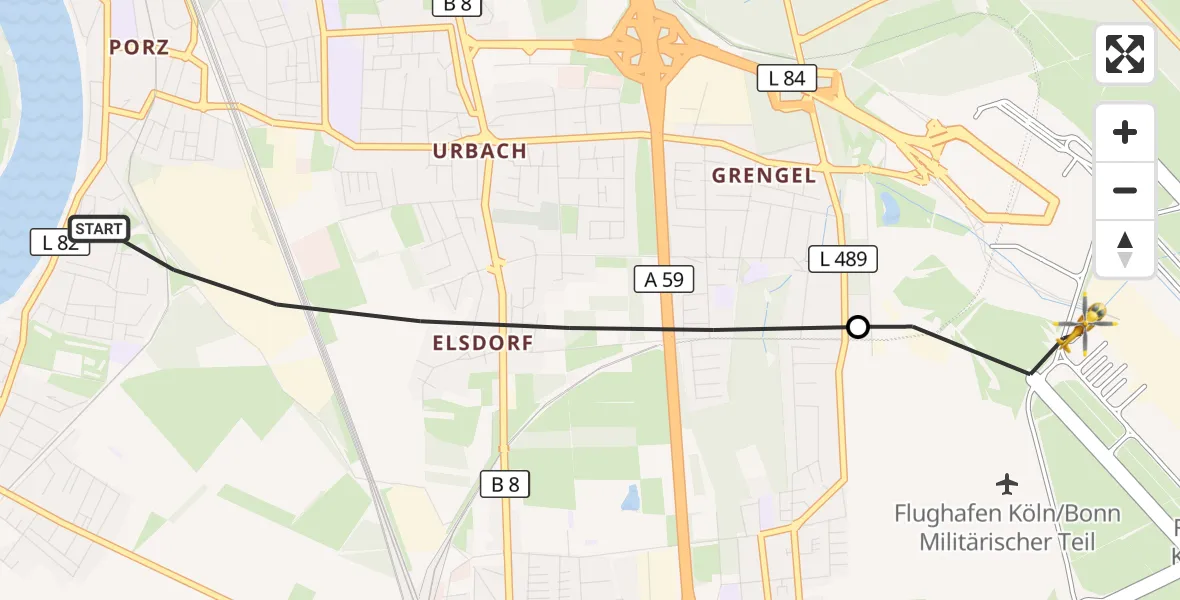 Flugroute Rettungshubschrauber Köln - Köln Bonn Flughafen, 19 Oktober 2026, 11:51