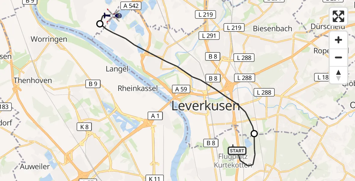 Flugroute Polizeihubschrauber Köln - Monheim am Rhein, 19 Oktober 2026, 11:54