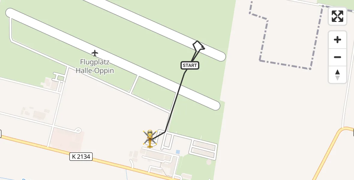 Flugroute Rettungshubschrauber Halle-Oppin Flugplatz - Halle-Oppin Flugplatz, 19 Oktober 2026, 11:58
