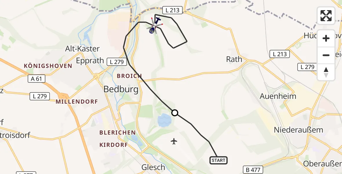 Flugroute Polizeihubschrauber Bergheim - Bedburg, 19 Oktober 2026, 12:37