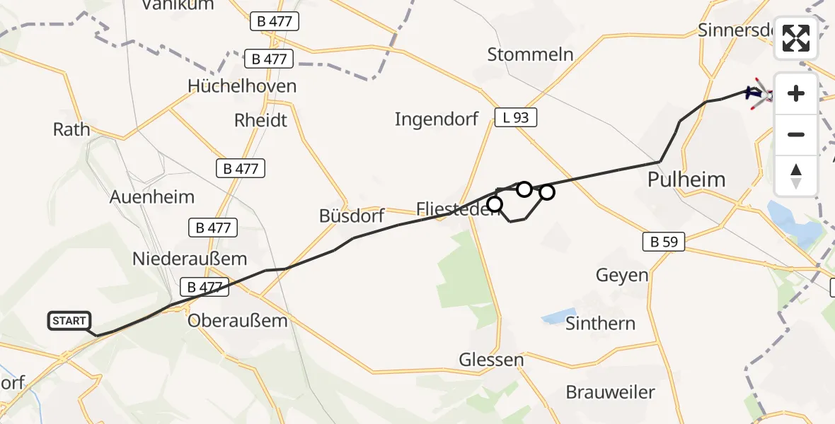 Flugroute Polizeihubschrauber Bergheim - Pulheim, 19 Oktober 2026, 13:06