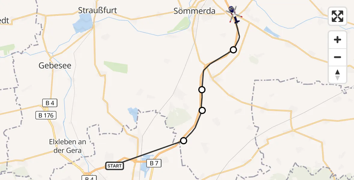 Flugroute Polizeihubschrauber Erfurt - Sömmerda, 19 Oktober 2026, 13:11