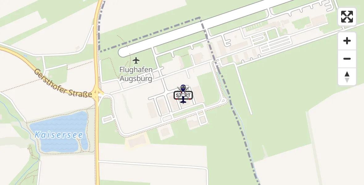 Flugroute Polizeihubschrauber Augsburg Flughafen - Augsburg Flughafen, 19 Oktober 2026, 13:57