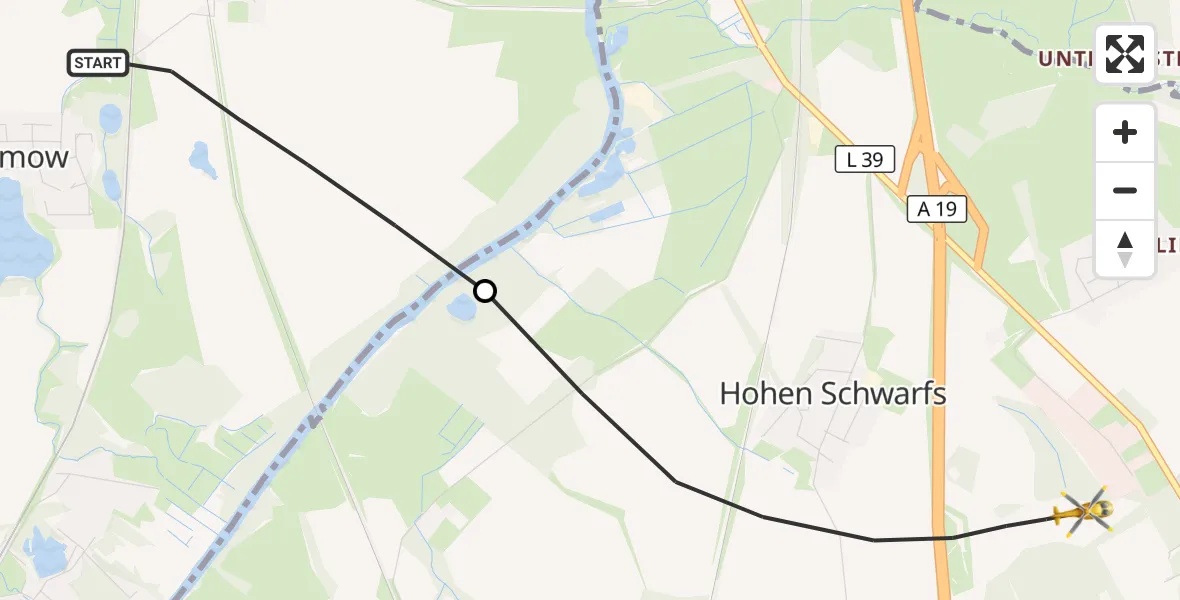 Flugroute Ambulanzhubschrauber Papendorf - Dummerstorf, 19 Oktober 2026, 13:58