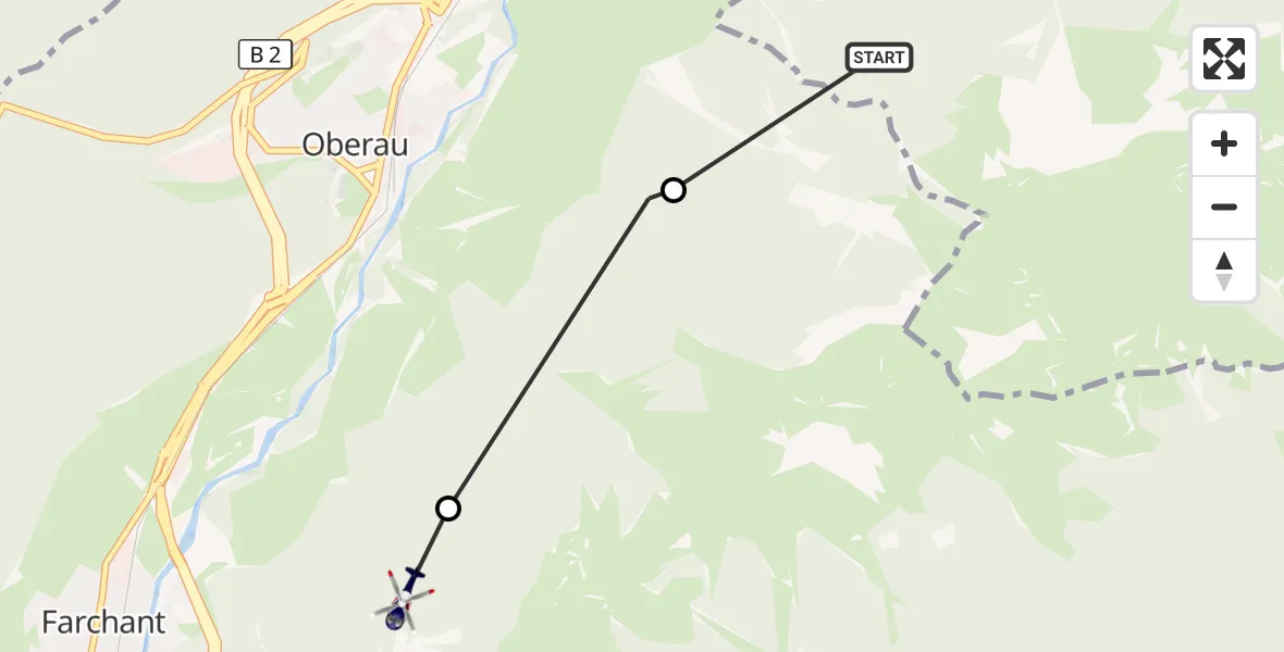 Flugroute Polizeihubschrauber Eschenlohe - Farchant, 19 Oktober 2026, 14:02