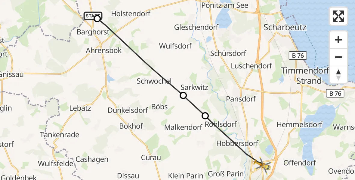 Flugroute Rettungshubschrauber Christoph 12 Luftrettungszentrum - Ratekau, 19 Oktober 2026, 14:26