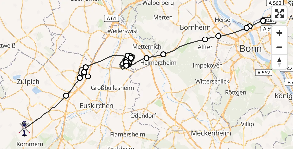 Flugroute Polizeihubschrauber Sankt Augustin - Mechernich, 19 Oktober 2026, 14:31