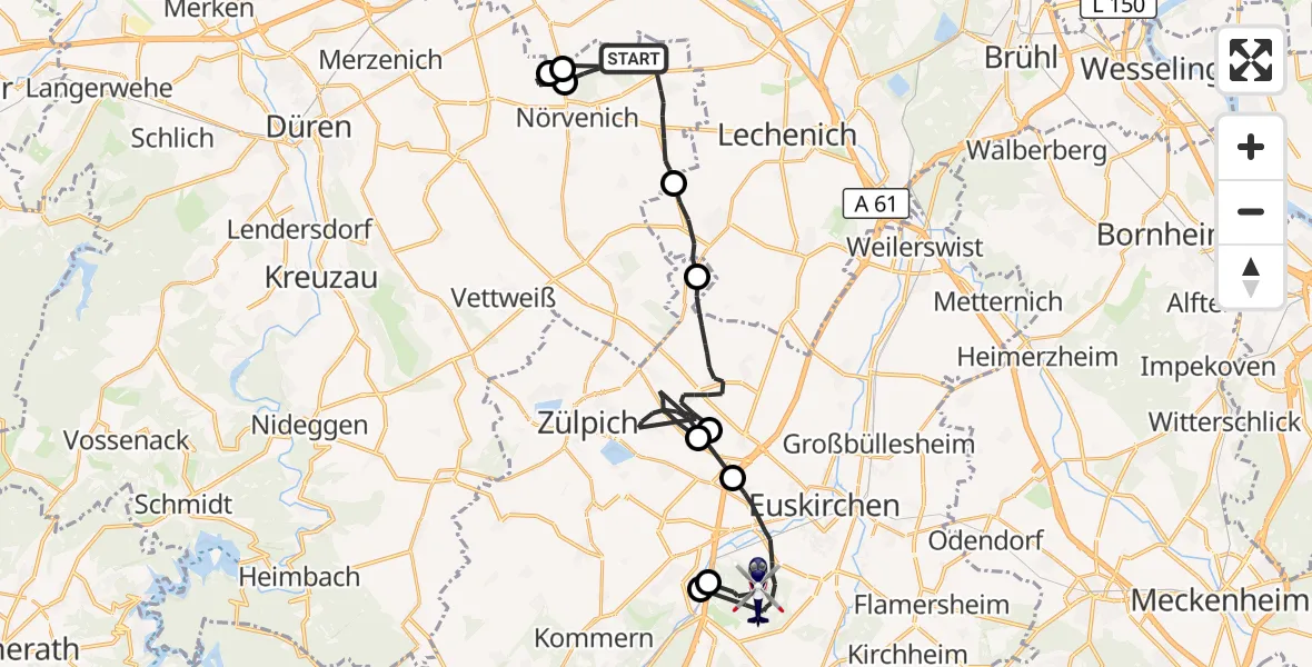 Flugroute Polizeihubschrauber Militärflugplatz Nörvenich - Euskirchen, 19 Oktober 2026, 14:50