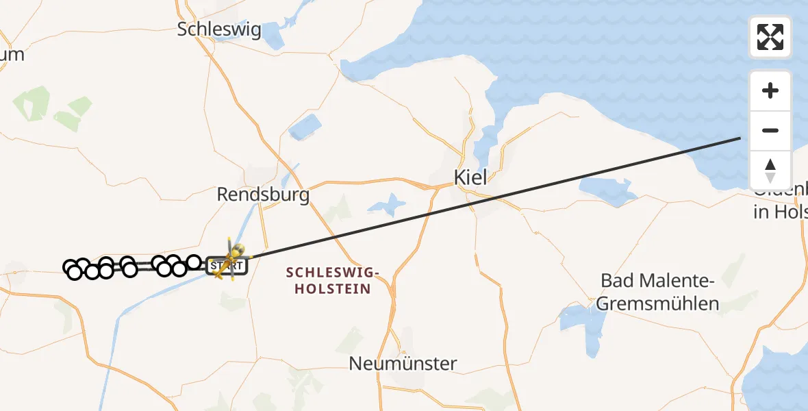 Flugroute Ambulanzhubschrauber Breiholz - Hörsten, 19 Oktober 2026, 15:01