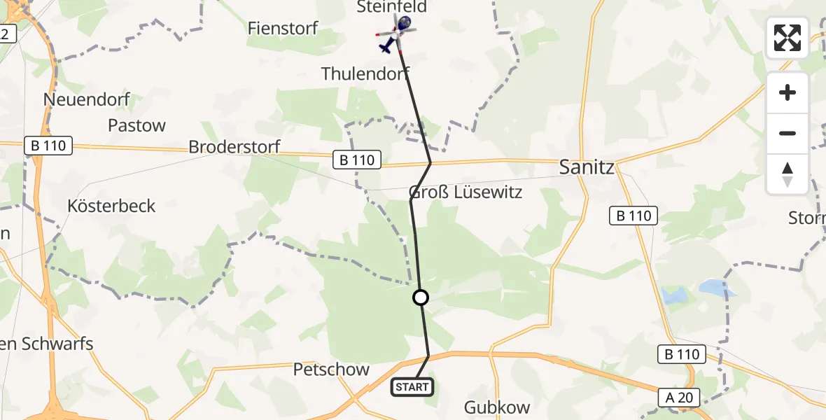 Flugroute Polizeihubschrauber Dummerstorf - Broderstorf, 19 Oktober 2026, 15:17