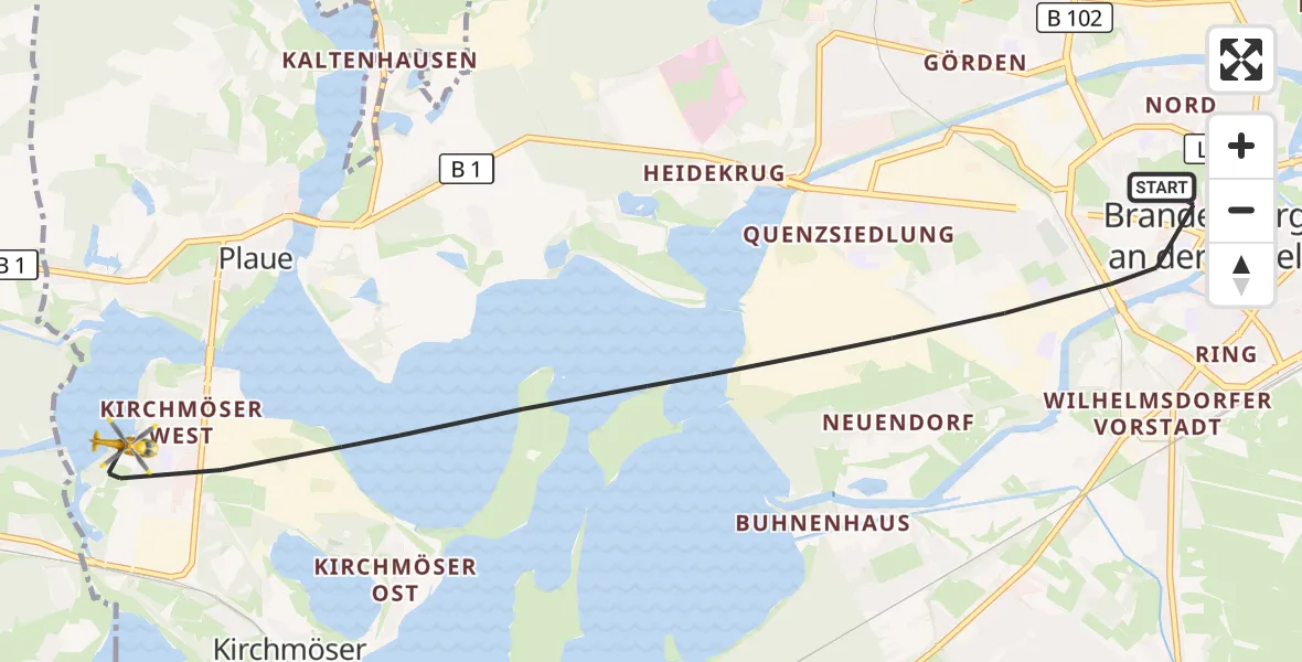 Flugroute Rettungshubschrauber Brandenburg an der Havel - Brandenburg an der Havel, 19 Oktober 2026, 15:18