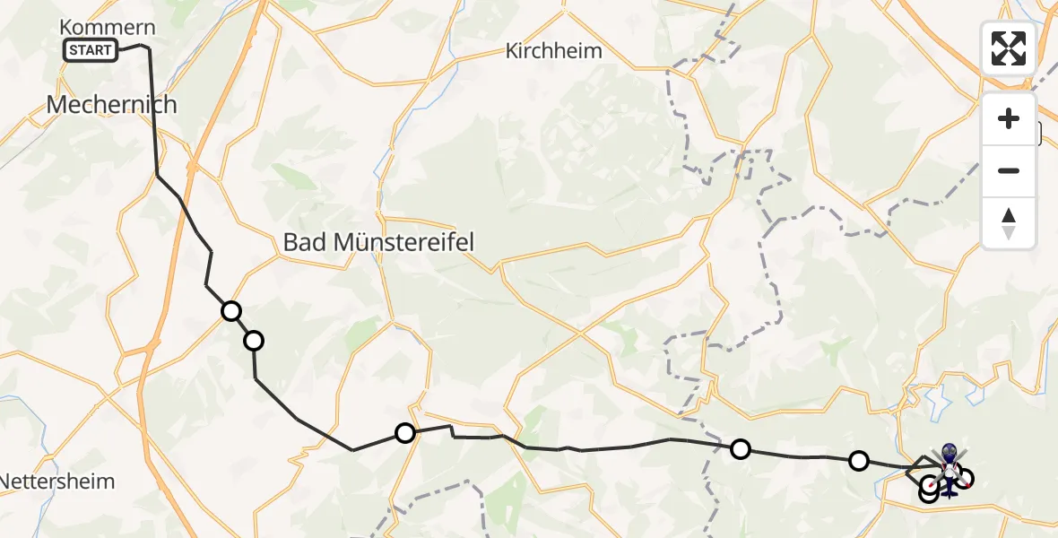 Flugroute Polizeihubschrauber Mechernich - Kesseling, 19 Oktober 2026, 15:20