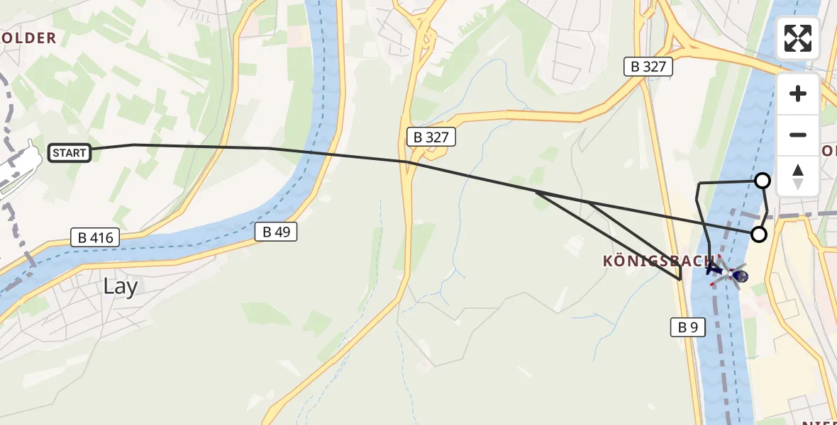 Flugroute Polizeihubschrauber Koblenz - Koblenz, 19 Oktober 2026, 15:23