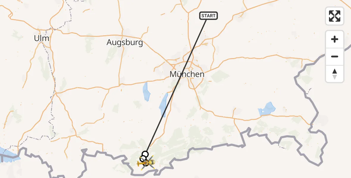 Flugroute Rettungshubschrauber Rudelzhausen - Garmisch-Partenkirchen Clinic Hubschrauberlandeplatz, 19 Oktober 2026, 15:24