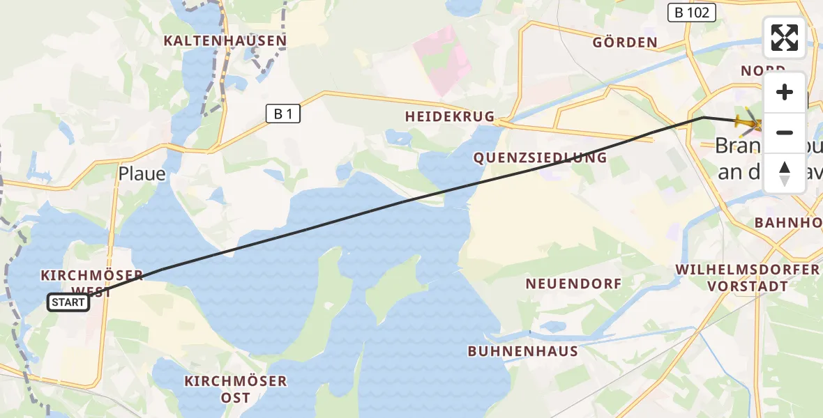 Flugroute Rettungshubschrauber Brandenburg an der Havel - Brandenburg an der Havel, 19 Oktober 2026, 15:25