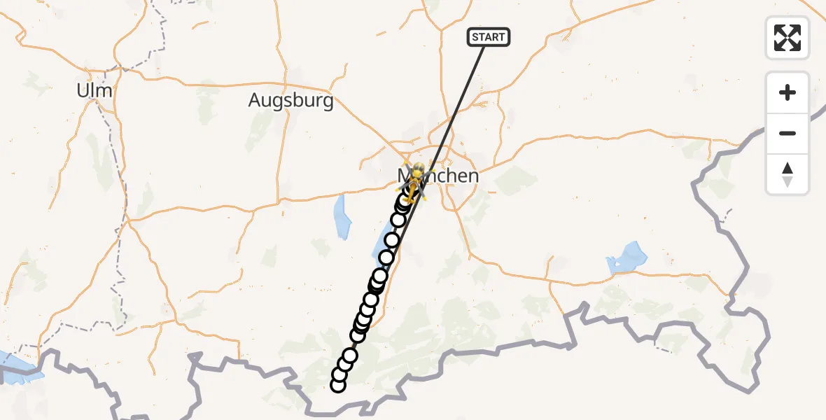 Flugroute Rettungshubschrauber Rudelzhausen - DRF Air Rescue München Hubschrauberlandeplatz, 19 Oktober 2026, 15:51