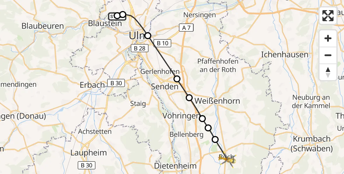 Flugroute Rettungshubschrauber Ulm Military Hospital Emergency - Buch, 19 Oktober 2026, 15:53