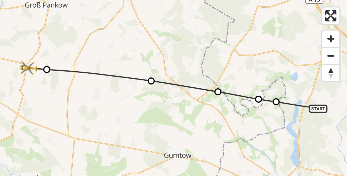 Flugroute Rettungshubschrauber Kyritz - Plattenburg, 19 Oktober 2026, 16:01