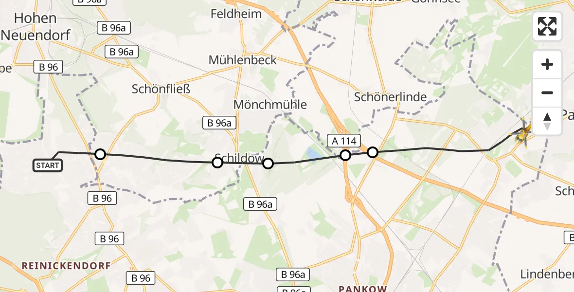Flugroute Rettungshubschrauber Berlin - Berlin, 19 Oktober 2026, 16:25