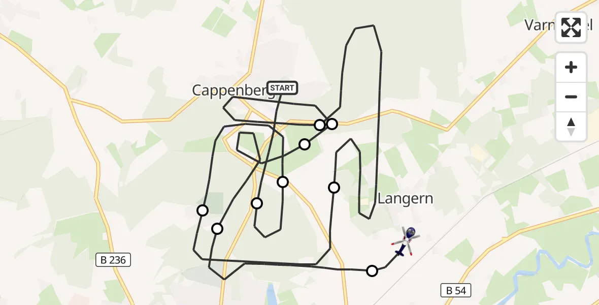 Flugroute Polizeihubschrauber Selm - Werne, 19 Oktober 2026, 18:42