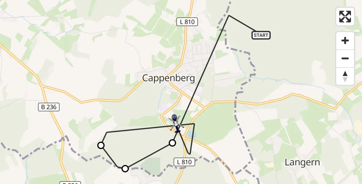 Flugroute Polizeihubschrauber Werne - Selm, 19 Oktober 2026, 19:13