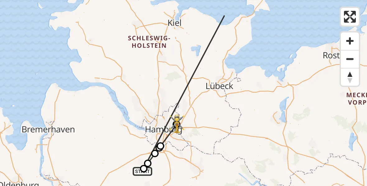 Flugroute Ambulanzhubschrauber Otter - Wilhelmstift Catholic Children's Hospital, 19 Oktober 2026, 19:58
