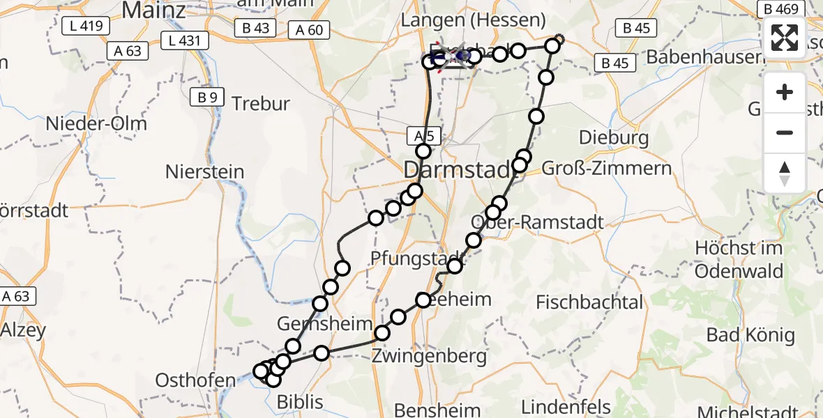 Flugroute Polizeihubschrauber Flughafen Frankfurt-Egelsbach - Flughafen Frankfurt-Egelsbach, 20 Oktober 2026, 06:48