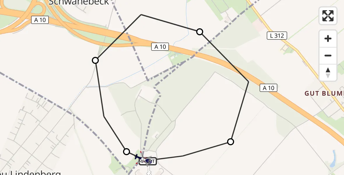 Flugroute Polizeihubschrauber Ahrensfelde Hubschrauberlandeplatz - Ahrensfelde Hubschrauberlandeplatz, 20 Oktober 2026, 06:55