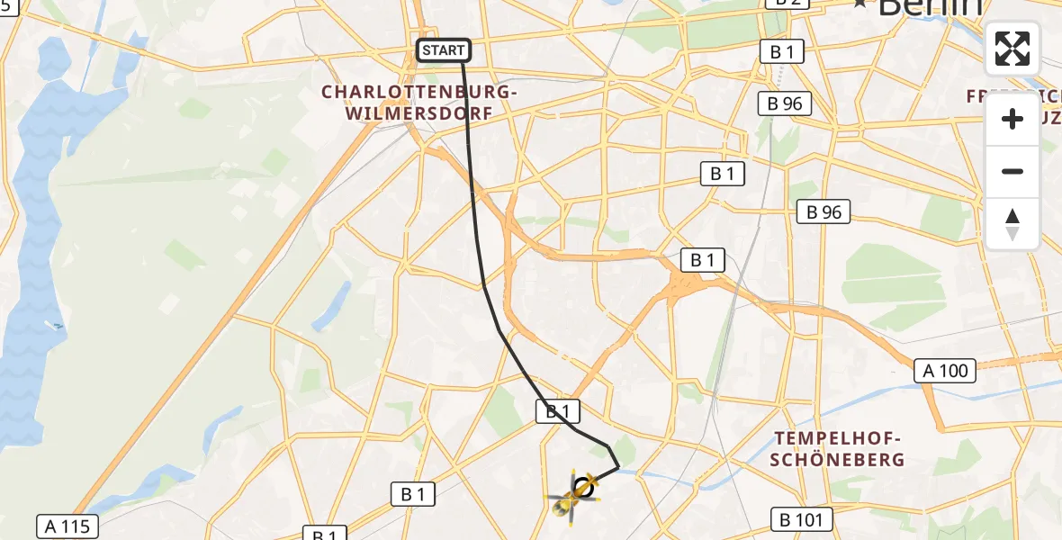 Flugroute Rettungshubschrauber Berlin - Charité Clinic Benjamin Franklin Campus, 20 Oktober 2026, 06:58