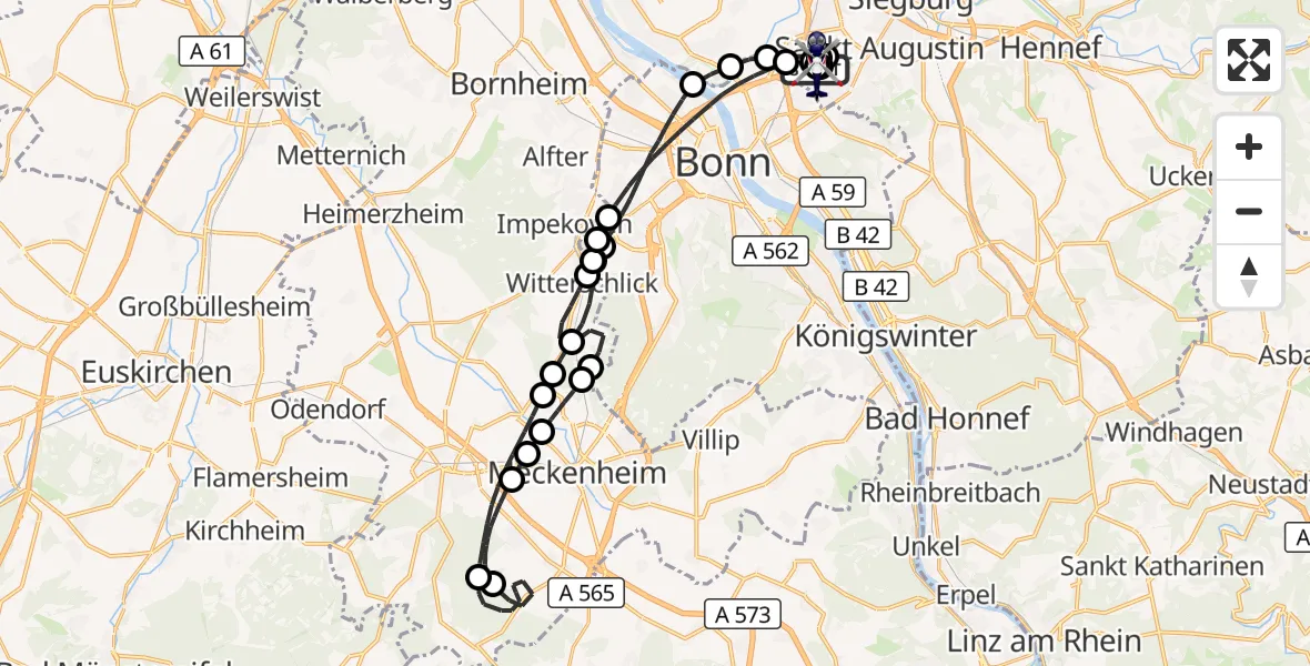Flugroute Polizeihubschrauber Sankt Augustin - Sankt Augustin, 20 Oktober 2026, 08:07